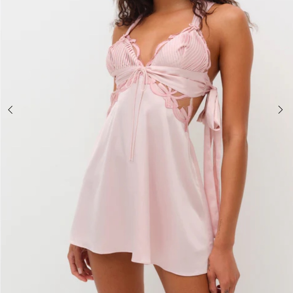 For Love & Lemons Blush Pink Lace-Trim Slip Chemise